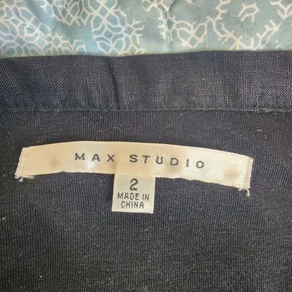 Max Studio Women's Black Linen Fully Lined Embroidered Skirt Size  2 - Picture 3 of 6